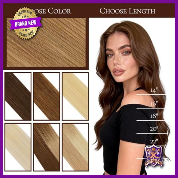 16 Inch Tape In Hair Extensions, 50g 20pcs Real Human Hair, Silky Straight main image 4